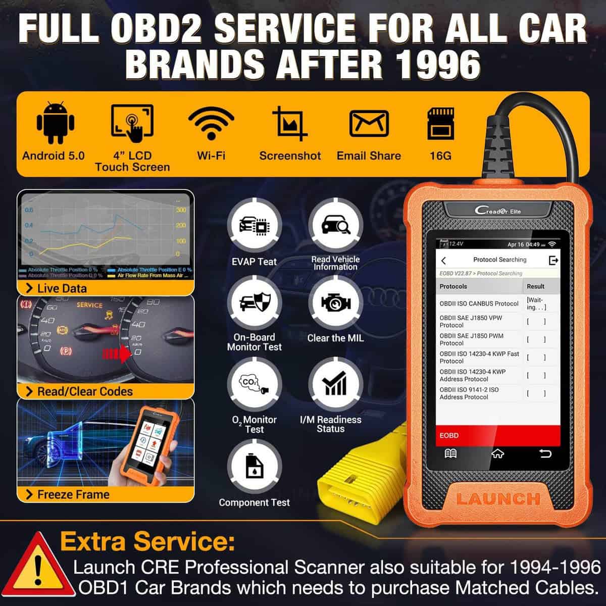 Launch X431 Creader Elite – polne OBD2 funkcije za vozila po letu 1996.