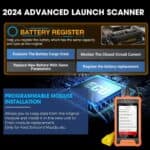 Diagnostična naprava Launch X431 Creader Elite z naprednim testiranjem akumulatorjev in programabilnimi ECU moduli.